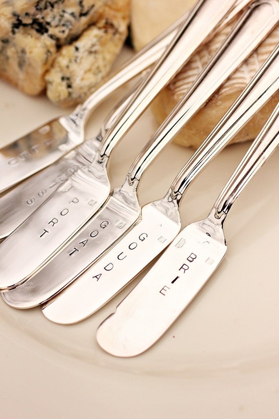 Items similar to Cheese Markers Set of 6 Euro Style, Hand Stamped