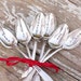 Christmas Spoon Set. 6 Hand Stamped Spoons Inspirational Sayings Believe Dream Joy Love Peace and Wish. Rustic Shabby