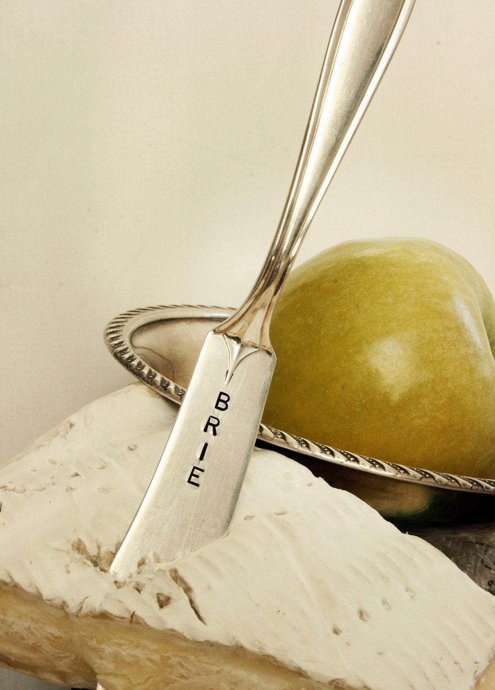 Vintage silverware Brie Cheese Marker cheese spreader recycled