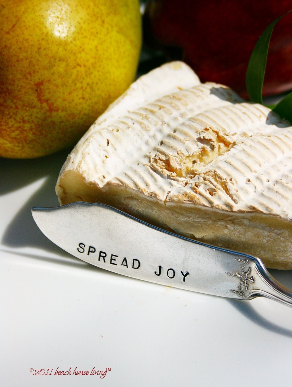 Hand stamped cheese or jam spreaders spread love joy peace