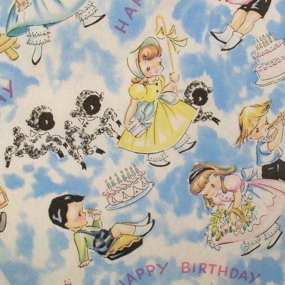 NURSERY RHYME Little Bo Peep Vintage BIRTHDAY Wrapping Paper