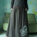 Custom list For Ermarey12.... Autumns Beauty - Applique Greenish Dark Charcoal Double Gauze Cotton Long Skirt With Elastic Waist