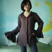 Autumn Cloud - Layer Bell Sleeve Frill V-Neck Blouse Hand Dyed In Dark Chocolate Brown