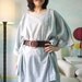Summer Poncho...Stripe Light Cotton Rectangular Poncho Hand Dyed In Blueish Grey