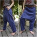 Unisex Pants - Drop Crotch Dark Blue Cotton Pants With 2 Side & 1 Patched Back Pockets