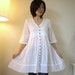 Boho Three Quarter Sleeve V-Neck White Light Cotton Blouse Tunic Vest With Cotton Crochet Lace