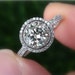 1st payment - 1.00 carat Round - Double Halo - Pave - Antique Style - Diamond Engagement Ring 14K white gold - Bp019