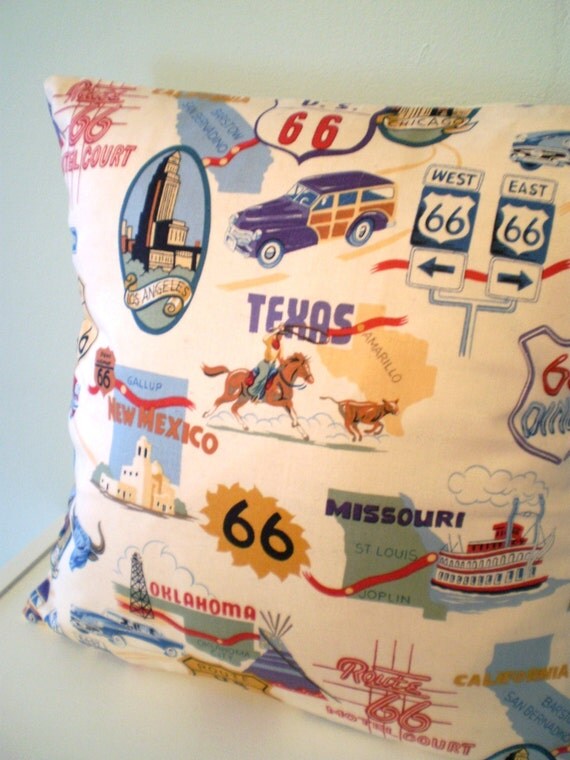 Items similar to Route 66 road trip Pillow / Cushion cover on Etsy