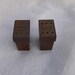 Tiny Mid-Century Plastic Salt and Pepper Shakers Marbled Brown Plastic Art Deco