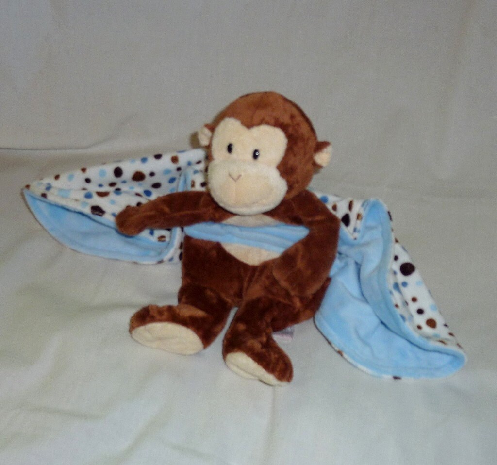 Monkey Animal Blanket Lovie Blue