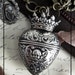 RESERVED For D.R. - ANGEL Crown Heart Locket Necklace. Vintage Repousse Sterling Silver. French Lourdes Medal. Layaway No.1