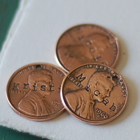 Items similar to Personalized Penny Gift Tags on Etsy