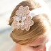 Vintage Flower and Swarovski Crystal Tie Headband or Halo