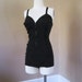 POINTY BULLET Cups Art Deco Harlow Old Hollywood STARLET Glamour 1930s Vintage Swim-Suit Zip Front Ganter Black 1940s Bathingsuit V L V 38