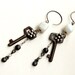 Antique keys earrings french skeleton keys steel cut flowers white bohemian repurposed gypsy