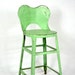 Vintage Green Painted Industrial Metal Stool with Back