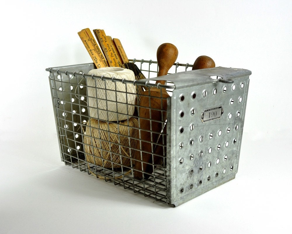 Vintage Metal Locker Basket