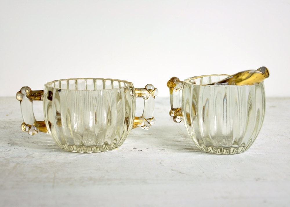Vintage Glass Sugar & Creamer Set