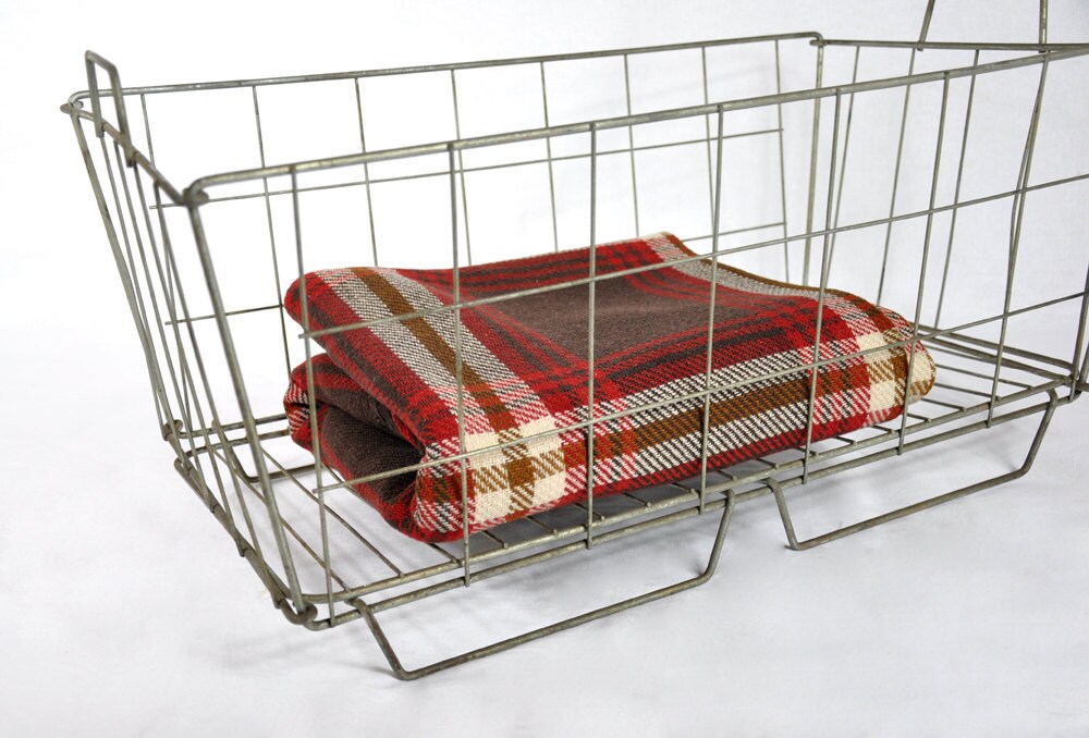 Vintage Folding Wire Basket / Industrial Storage