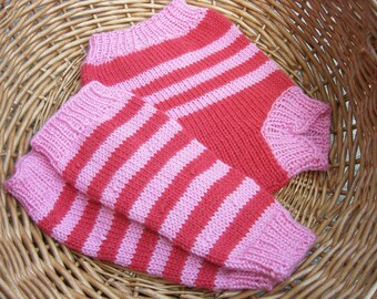 Hand Knitted Wool Cloth Diaper Cover Soaker with matching Leg Warmers Wool Nappy Cover Baby Diapersize Medium 6-12 Months
