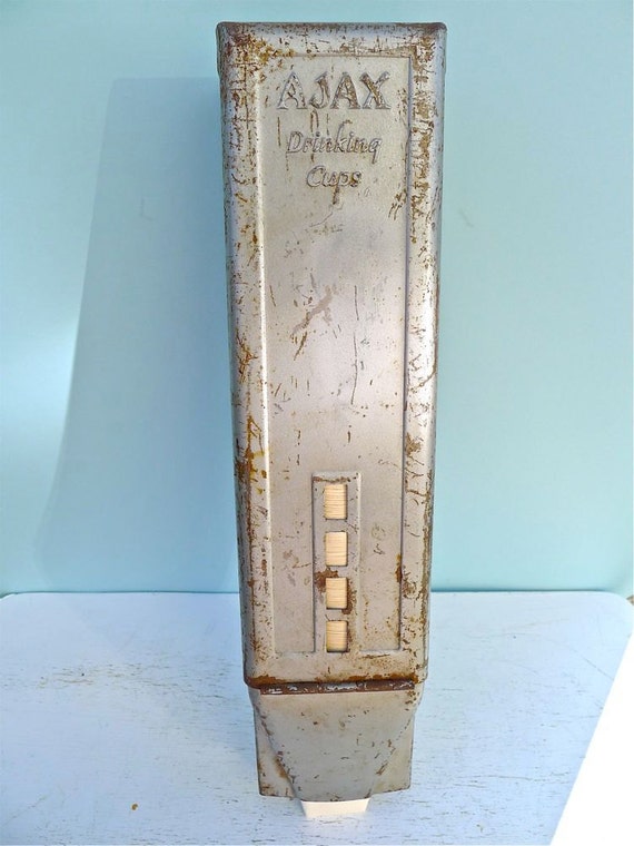 Items similar to Vintage Ajax Metal Drinking Paper Cup Dispenser on Etsy