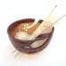 Harvest Gold Yarn Bowl, LARGE Pottery Wool Knitting Bowl Spring Organizer KNITTERS twisted leaves Handmade