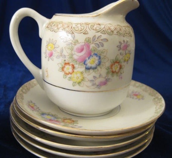 Occupied Japan M.K. China 7 Pieces Green Backstamp