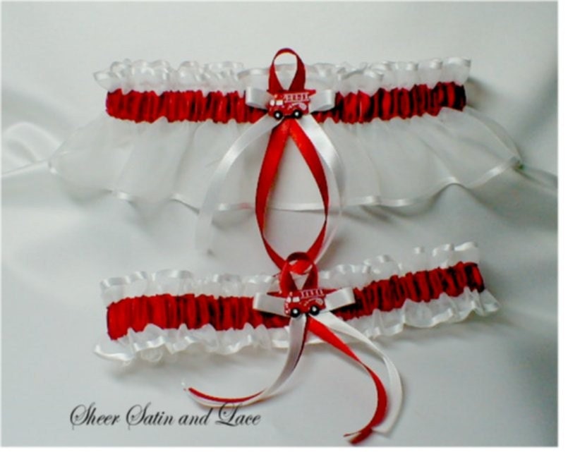 FIREFIGHTER Fireman Wedding Garters Red And White Garter Set   Il Fullxfull.157076095 