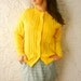 1950s Lemon Yellow Knit Cardigan Sweater- sz Large