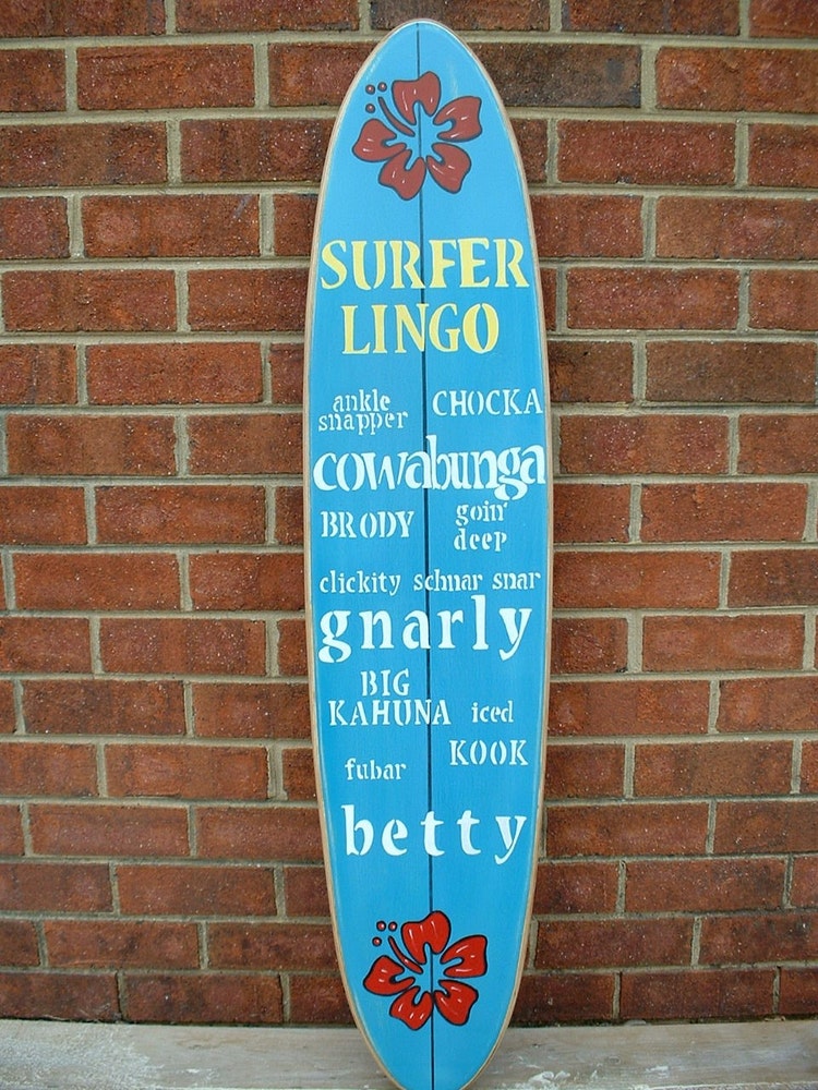 Surfboard wall sign surfer lingo wall beach by