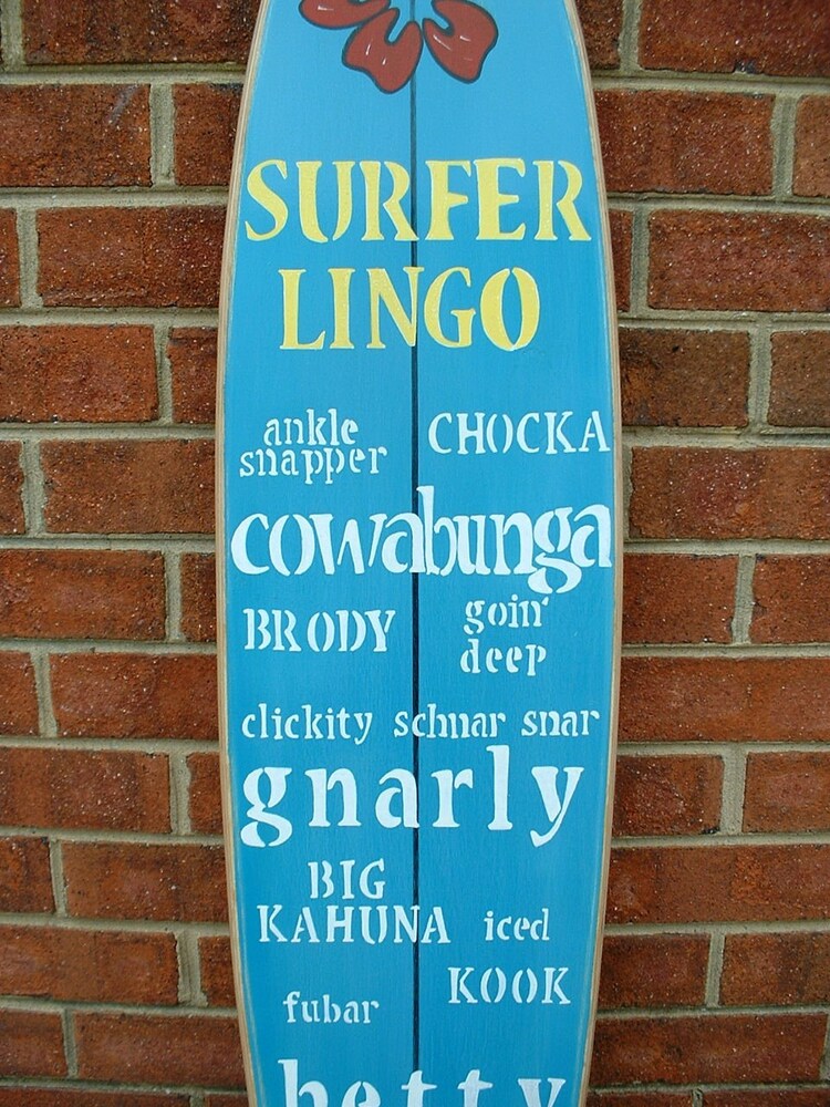 Surfboard wall sign surfer lingo wall beach by