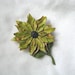 Layered enamel flower pin brooch muted green tones with watercolor effect