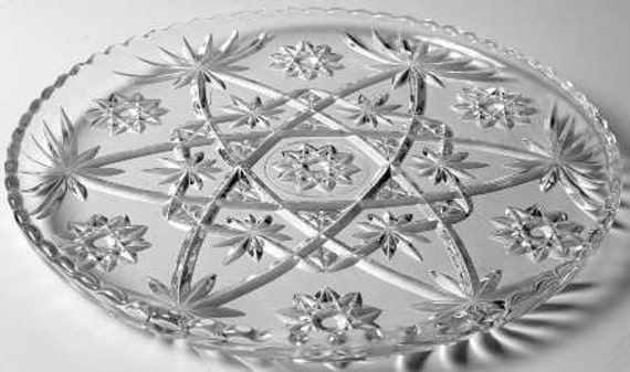 Serving Tray Platter Crystal Vintage Anchor Hocking Prescut