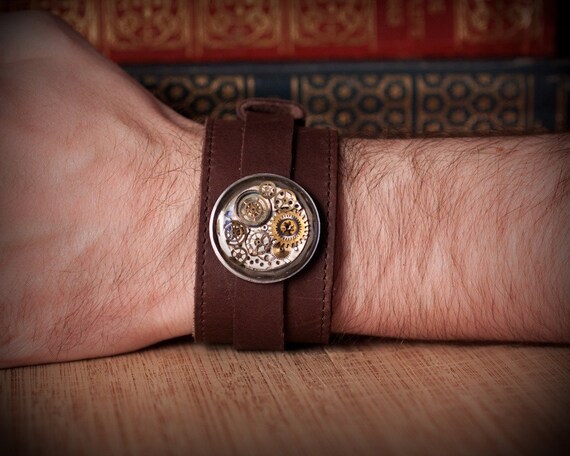 Triple Strap Leather Wrist Cuff - Gothic Steampunk Adjustable Bracelet For Men