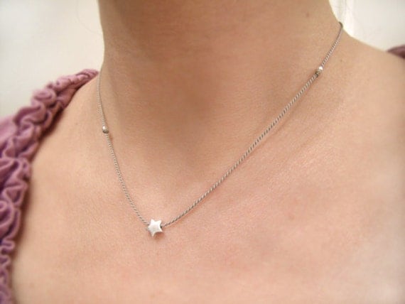Silver Star Minimalist Jewelry Tiny Silver Star Necklace