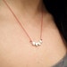 Friendship Necklace - Memory Necklace - Four Tiny Sterling Silver Hearts - Red
