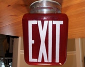 Vintage Glass Exit Sign with light fixture and by pleasantshoppe