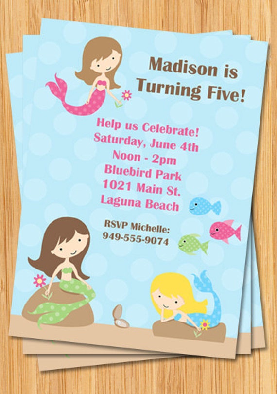 Mermaid Birthday Party Invitation Il_570xn