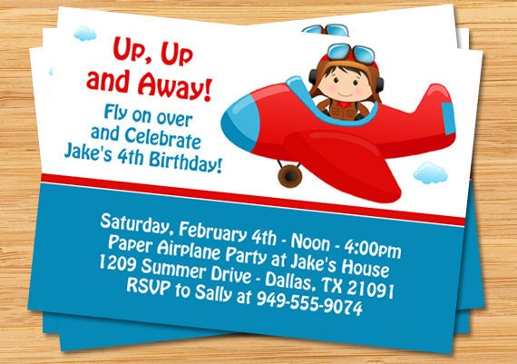 Airplane Birthday Party Invitations 7