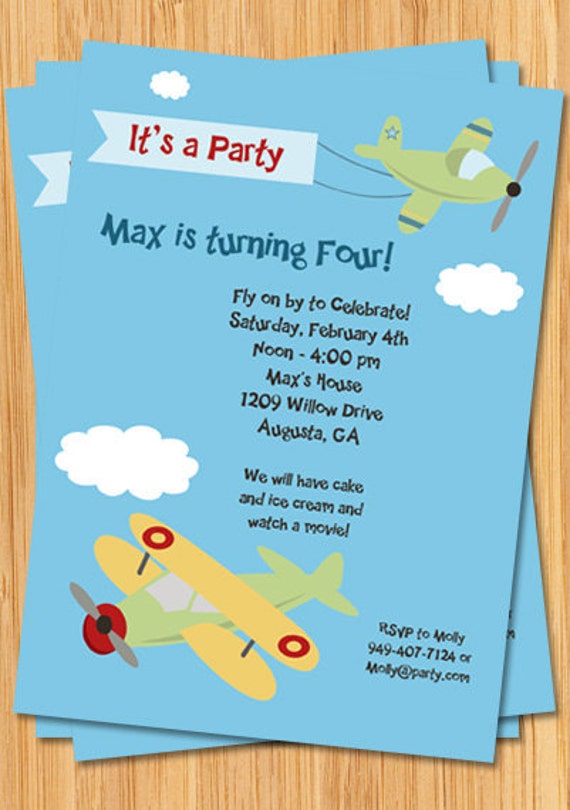 Airplane Birthday Party Invitations 9