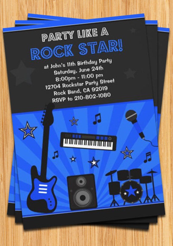 Boys Rock Star Birthday Party Invitation Il_570xn