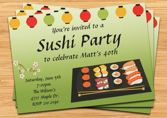 Sushi Party Invitation Il_570xn