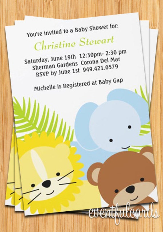 Cute Jungle Animals Custom Baby Shower Invitation Il_570xn
