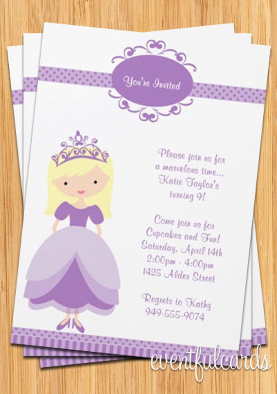 Blonde Princess Birthday Party Invitation - Customizable Il_570xn