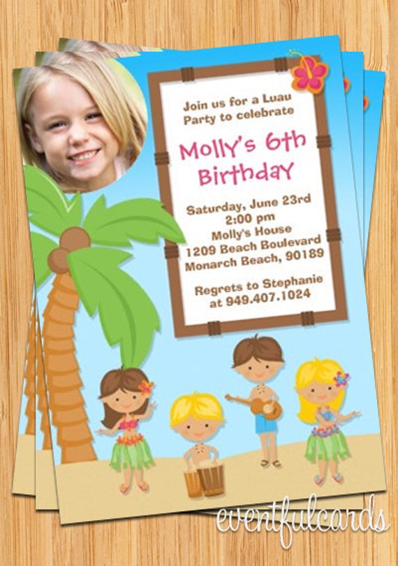 Luau Birthday Party Invitation 5x7" Printable File Il_570xn