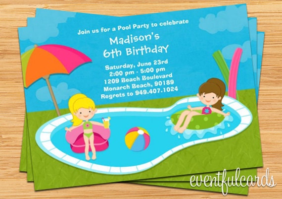 Kids Pool Party Invitations Free Printable 6