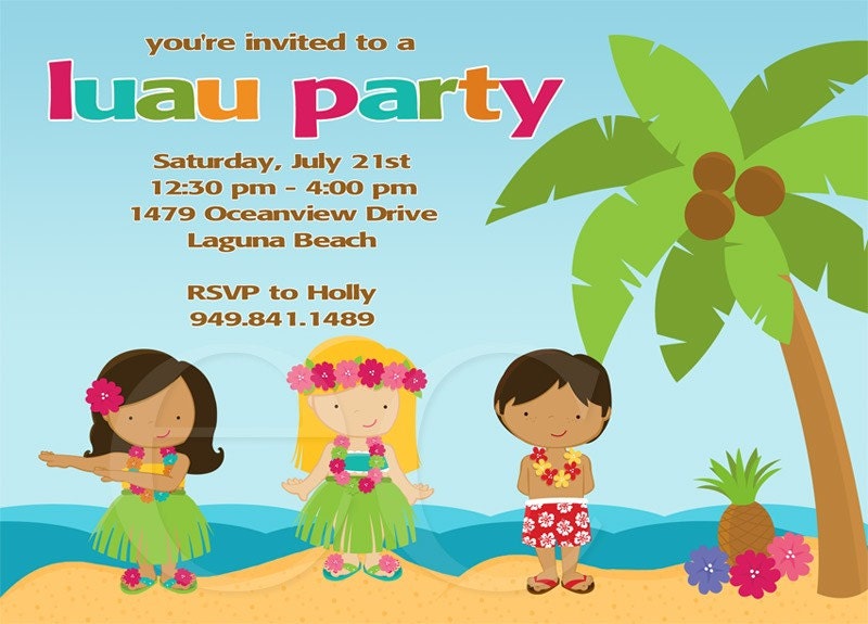 Kids Hawaiian Birthday Party Invitations 6