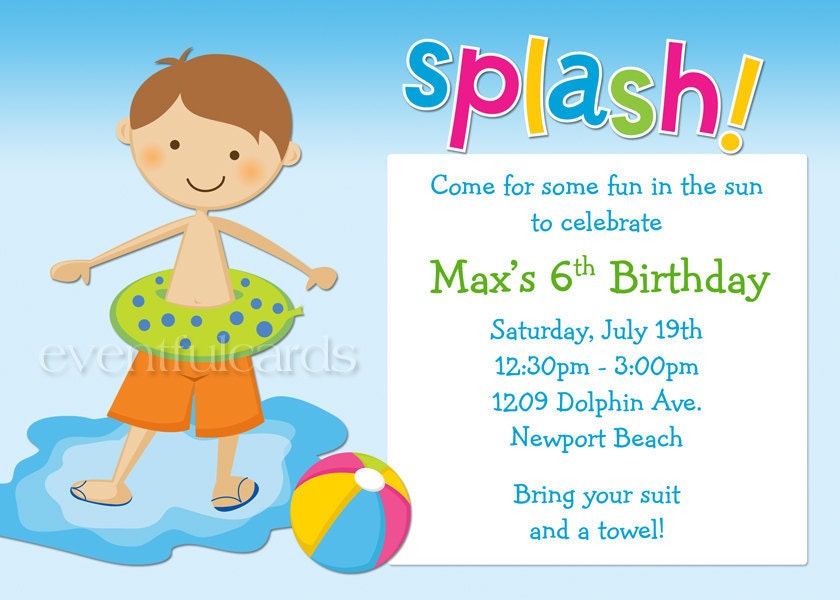 Kids Pool Party Birthday Invitation