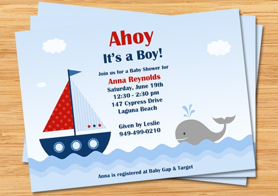 Boat Themed Baby Shower Invitations 2