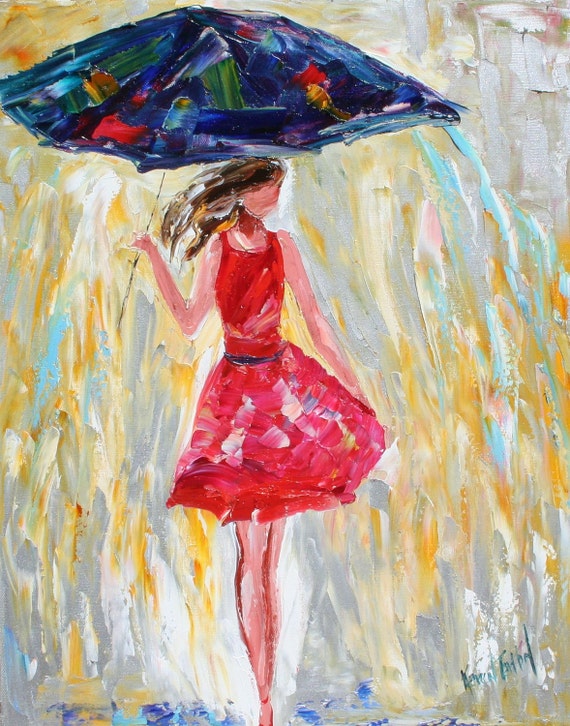 Fine art Print Rain Dance in Red from oil by Karensfineart